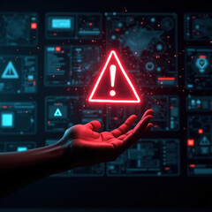 Warning Sign Floating Above Hand