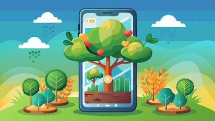 Fototapeta premium a-smartphone-screen-showing-tree-plantation-apps-