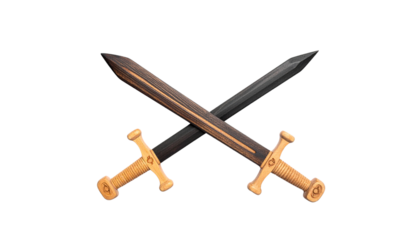 Handcrafted Wooden Play Swords Duo Collection – isolated on transparent background