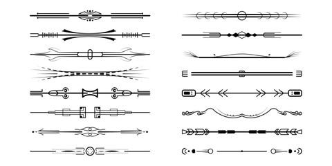 Set Black Simple Line Collection Doodle Border Elements Vector Design Style Sketch Isolated Illustration For Banner