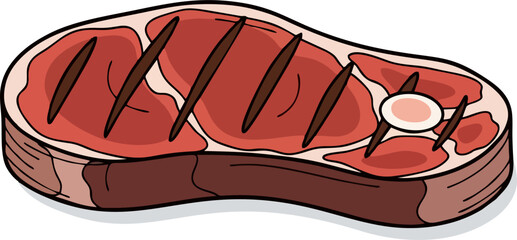 Grilled meat icon. Fried pork fillet steak vector illustration.