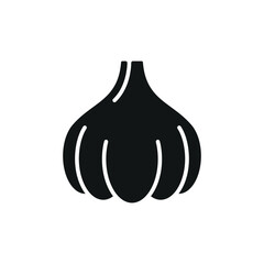 Garlic icon in solid glyph for organic, herbal, and food projects.