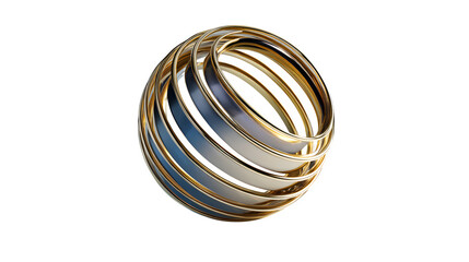 Golden abstract rings 3d rendered, isolated on transparent background