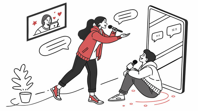 Woman on video call with man depicting digital communication and social connection