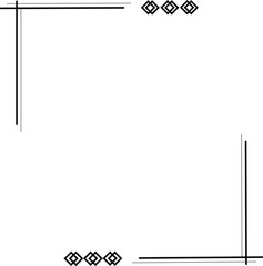 A minimalist black-and-white decorative frame featuring intricate designs in the corners. 