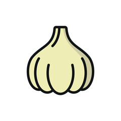 Garlic icon in color with line style for vegetable, grocery, and market visuals.