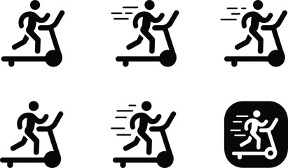 Naklejka premium Treadmill Running Icons: Speed, Fitness, and Exercise