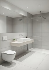 Modern Bathroom Interior Featuring Sleek Fixtures and Minimalist Design