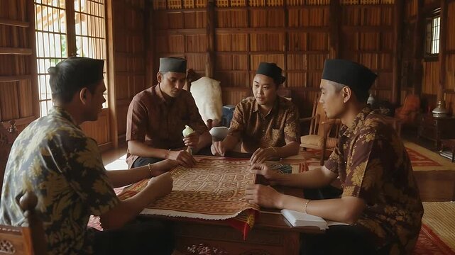 Indonesian Men Gather to Play Traditional Game