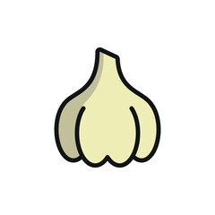 Garlic icon in outline with color accent for organic, healthy, and diet themes.