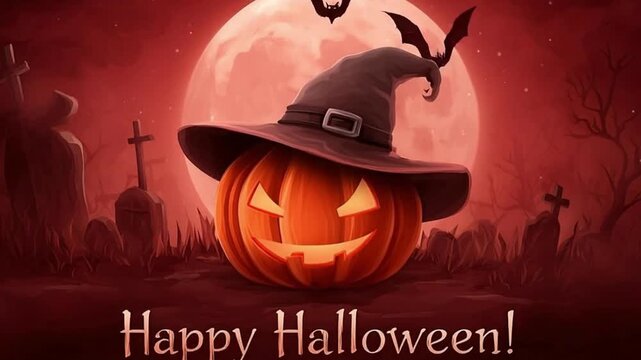 a in full the hat cartoon bottom with pumpkin and Halloween! wearing text witch high at vector red graphics, vector moon the 44488319 a color of graveyard a the theme, background, , Happy g 30046669 1