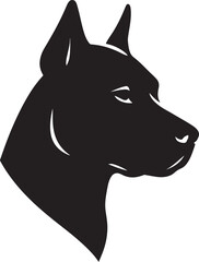 Aggressive Dog Head Logo Vector Black Silhouette Icon for Guard Dog Security Canine Training and Pet Business Branding Doberman or Shepherd Profile