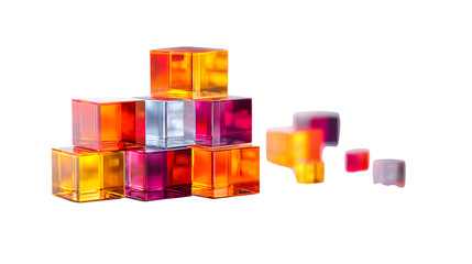 Abstract geometric cubes, isolated on transparent background