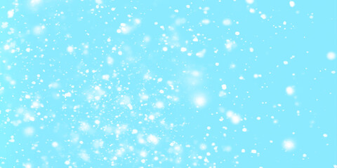 abstract soft blurred glowing winter morning blue background with dancing snow background, molecule model, Concept of science, chemistry, medicine and microscopic technology.