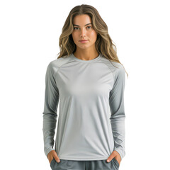 Modern Athletic Shirt on Model Against White Background