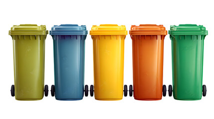 Colorful Recycling Bins, isolated on transparent background