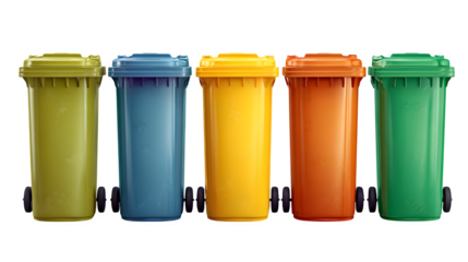 Colorful Recycling Bins, isolated on transparent background