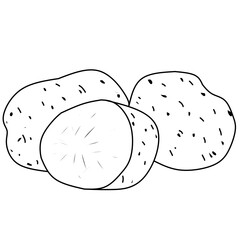 Coloring book: fruits and vegetables. Potato coloring book. Potato picture with white background for coloring book. 