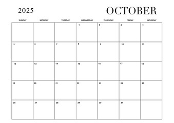 Minimalist October 2025 Calendar Layout