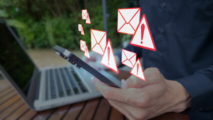 Email Alert Overload with Smartphone and Laptop Notification Icons