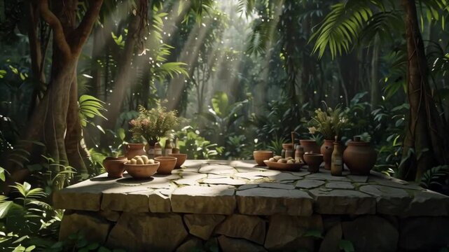 Sunlit Sanctuary A Jungle Tableaux of Pots and Sunlight