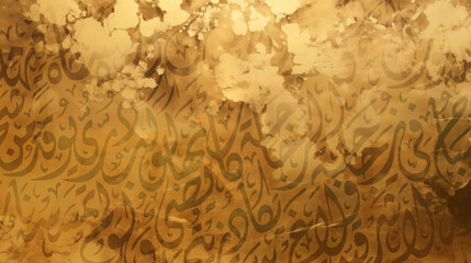 Arabic calligraphy wallpaper on a Gold wall with a black interlocking background subtitles "interlacing Arabic letters"