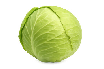 Fototapeta premium Whole green cabbage head on transparent background
