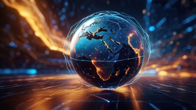 Global Network Connectivity An Illuminated World Map Connecting the Globe