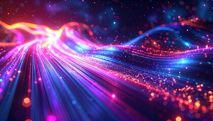 Obraz premium Abstract digital art with vibrant swirling lines and particles