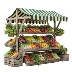 Vibrant Fresh Produce at Rustic Farmers Market Stand
