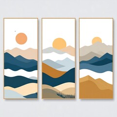 Abstract landscape tripartite art