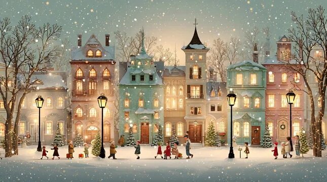 Cute building during winter festival