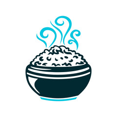 Pongal Rice Pot Icon with Steam Swirls Pongal Clay pot overflowing with rice stylised as a rounded vessel with steam swirls