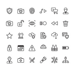 Safety Vector Line Icon Collection. Editable Stroke Icons for Security and Protection

