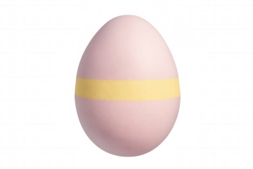Pink easter egg with yellow stripe representing celebration, spring and rebirth on transparent background