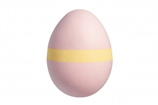 Pink easter egg with yellow stripe representing celebration, spring and rebirth on transparent background