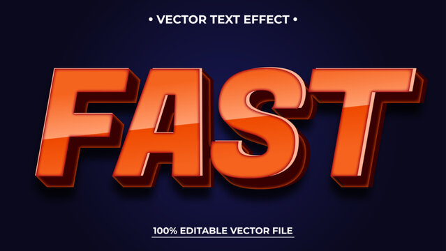 Orange FAST Text Effect with 3D Vector Style on Dark Blue Background