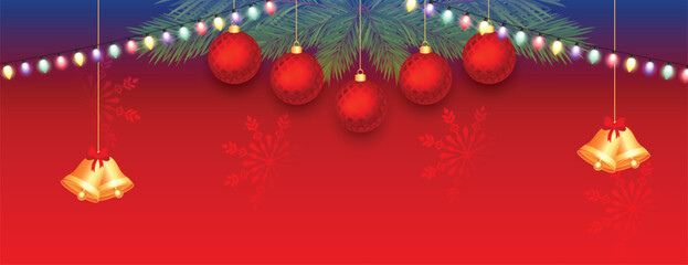 merry christmas decorative banner with xmas elements and light
