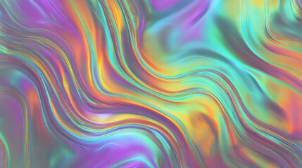 Obraz premium Metallic Swirl of Purples, Oranges, Yellows, Greens, and Blues with Glossy Marbled Texture on Black Background in Abstract Digital Composition