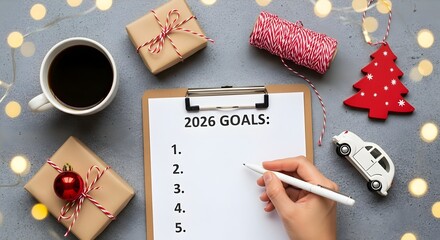 Christmas Goals 2026 Holiday Planning with Coffee and Presents