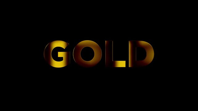 Gold typographic, glowing outro animation isolated on black background