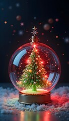 A christmas tree in a crystal ball