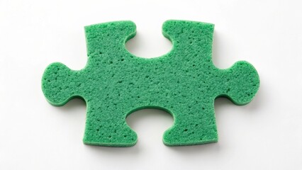 Obraz premium Fun Reusable Products Green puzzle piece on a neutral background, symbolizing problem-solving and creativity.