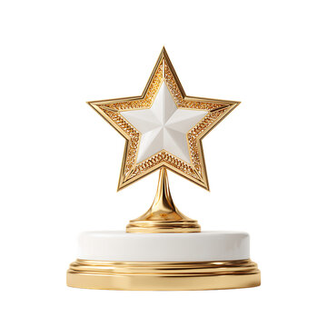 Golden star award trophy png
