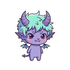 Adorable Devil Character with Spiky Hair and Horns