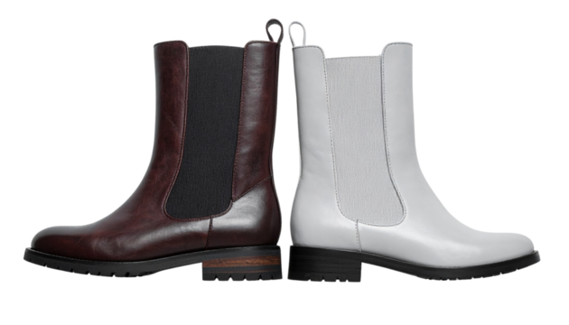 Classic Chelsea Boot Collection with Dual Color Variations, isolated on transparent background