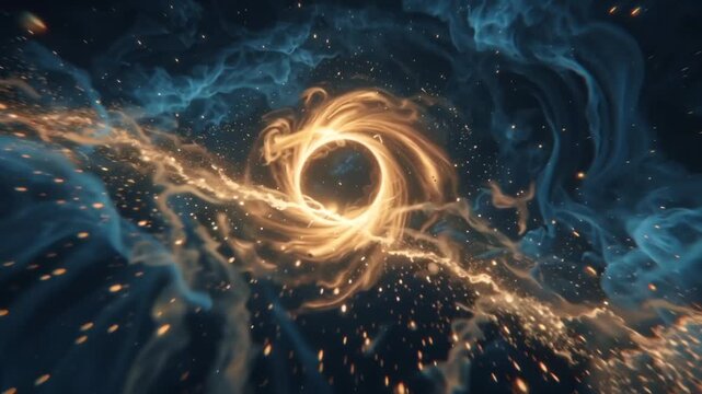 Mysterious Cosmos A Glimpse into the Depths of a Black Hole with Vibrant Nebulae