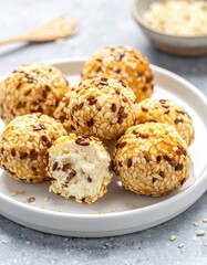Sesame Seed Cheese Bites Appetizer.
