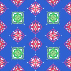 Seamless Mandala Pattern with Colorful Ornamental Shapes on Dark Background