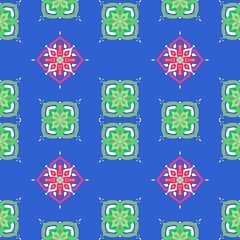 Seamless Mandala Pattern with Colorful Ornamental Shapes on Dark Background